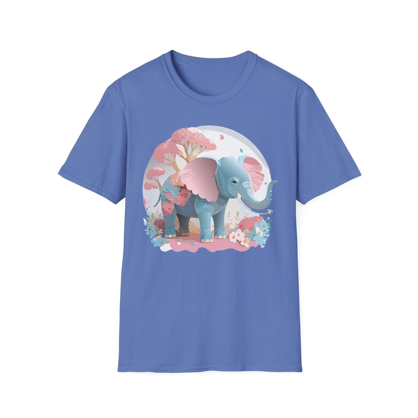 Unisex Elephant Graphic Tee Gildan Softstyle 64000 100 Percent Ring Spun Cotton Fabric