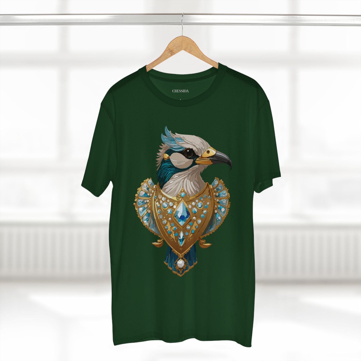 Bird Graphic Unisex 100 Cotton Tee With Unique Animal Golden Medallion Art Design 17