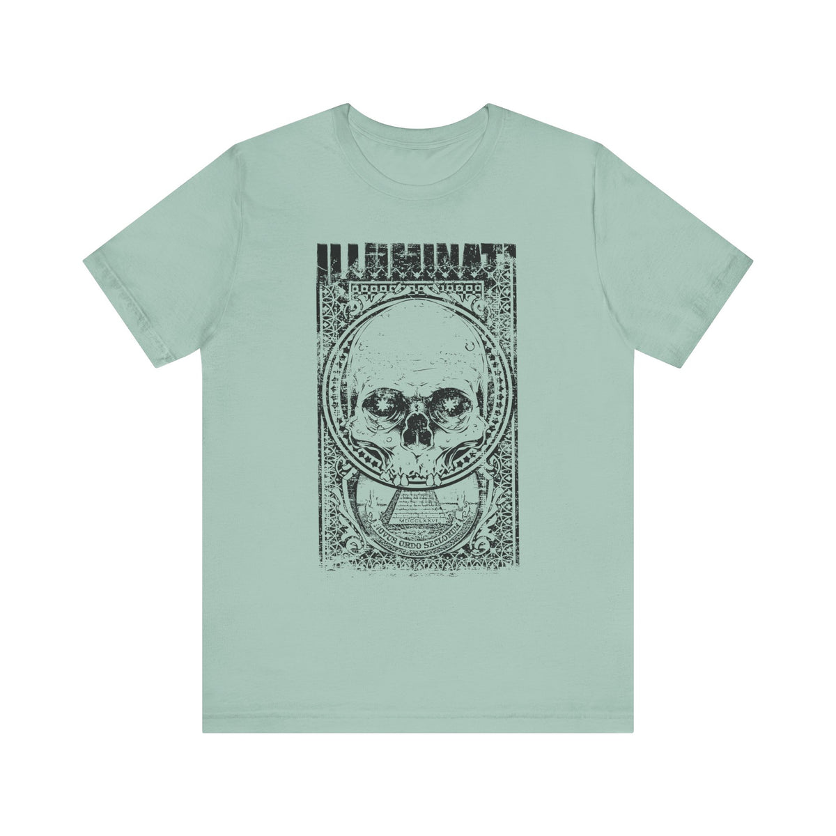 Skull Circle Graphic T-Shirt Vintage Etching Illustration Art Design Unisex Cotton Tee A-9