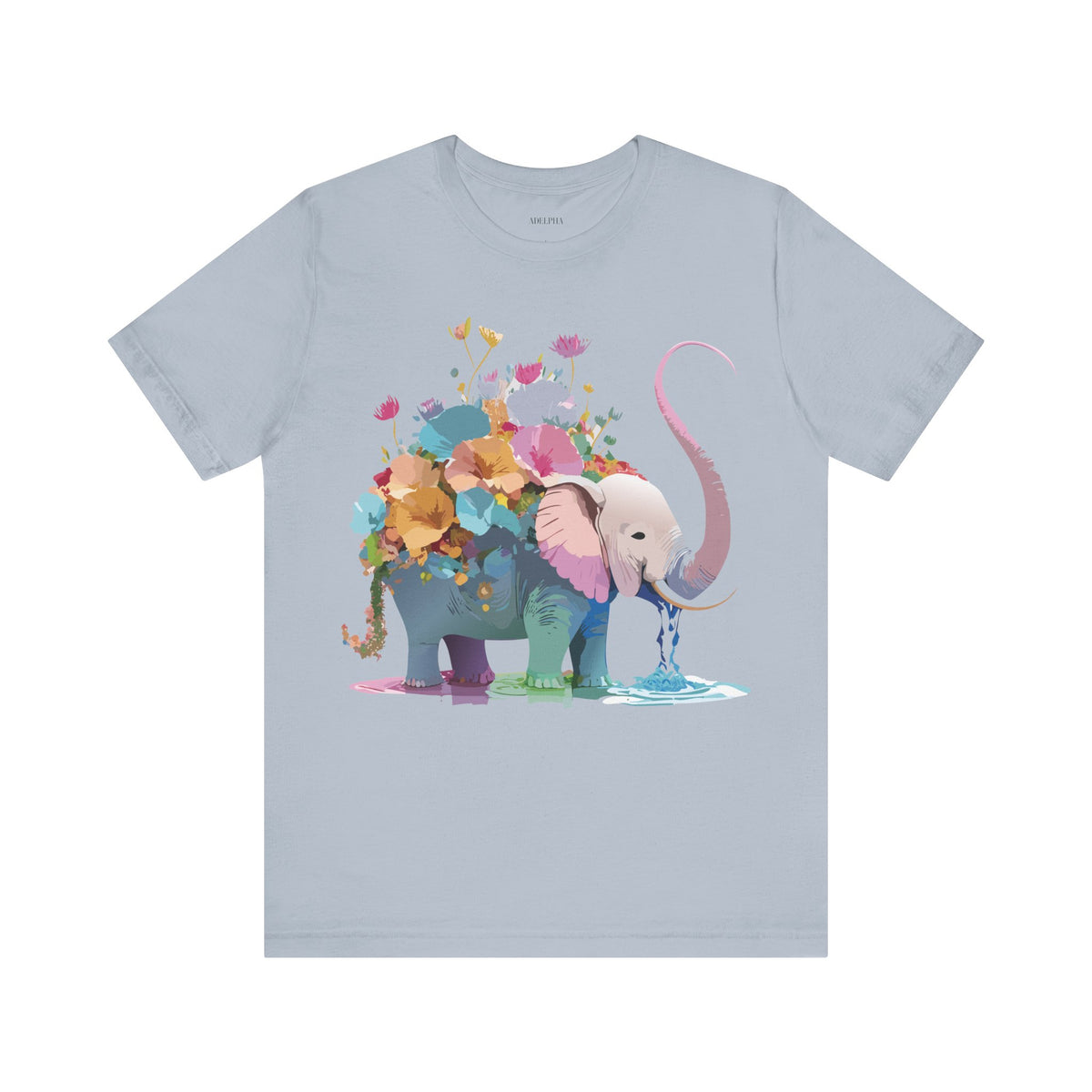Elephant Graphic Unisex Cotton Bella+Canvas Tee with Art Animal Design e125