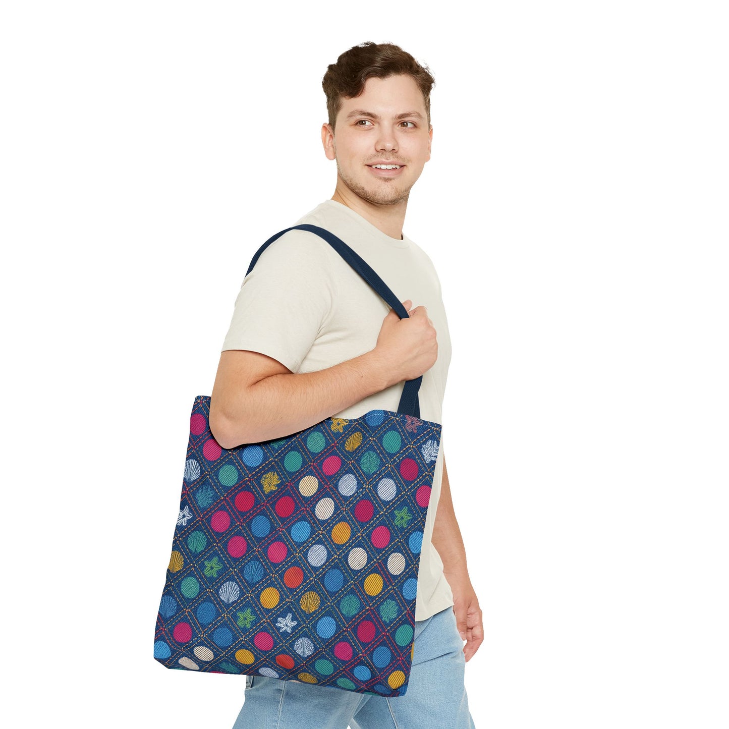 Denim Fabric Imitation Print Unisex Canvas Bag Poly Spun 3 Sizes Tote Bag 182-6