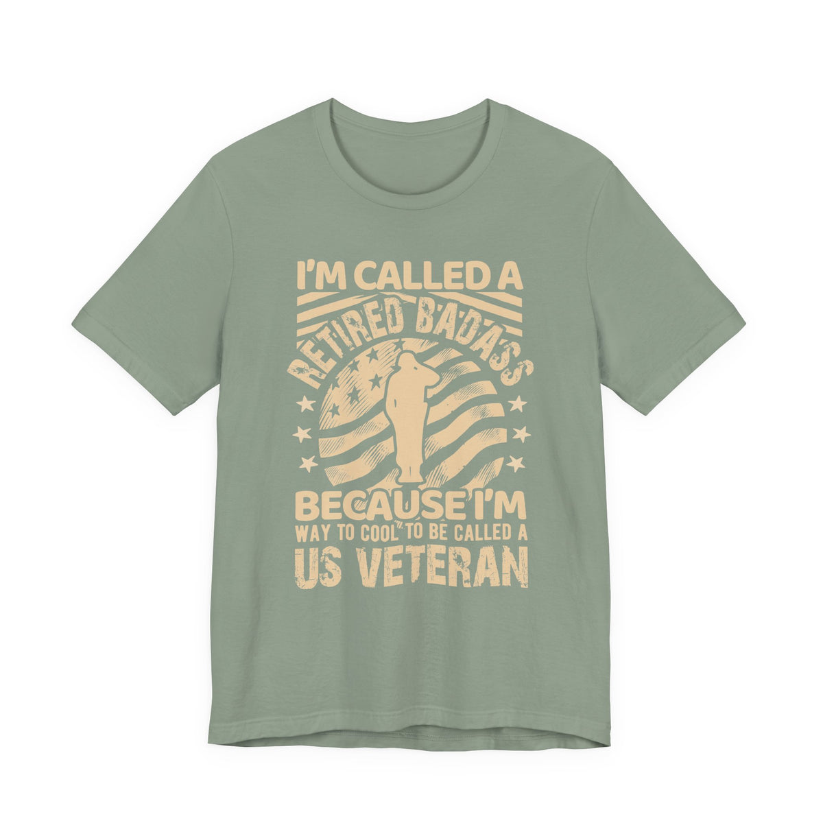 Retired Badass US Veteran T-Shirt Veteran Flag Silhouette Unisex Cotton Tee v12
