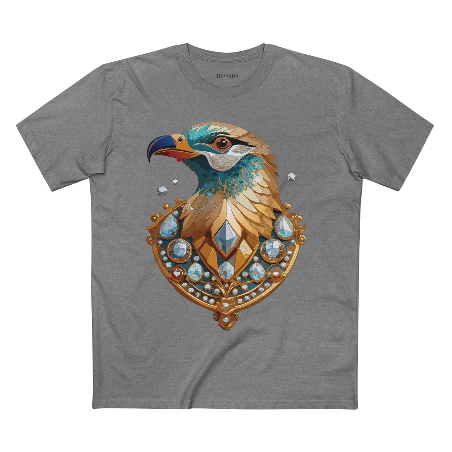 Bird Graphic Unisex 100 Cotton Tee With Unique Animal Golden Medallion Art Design 21