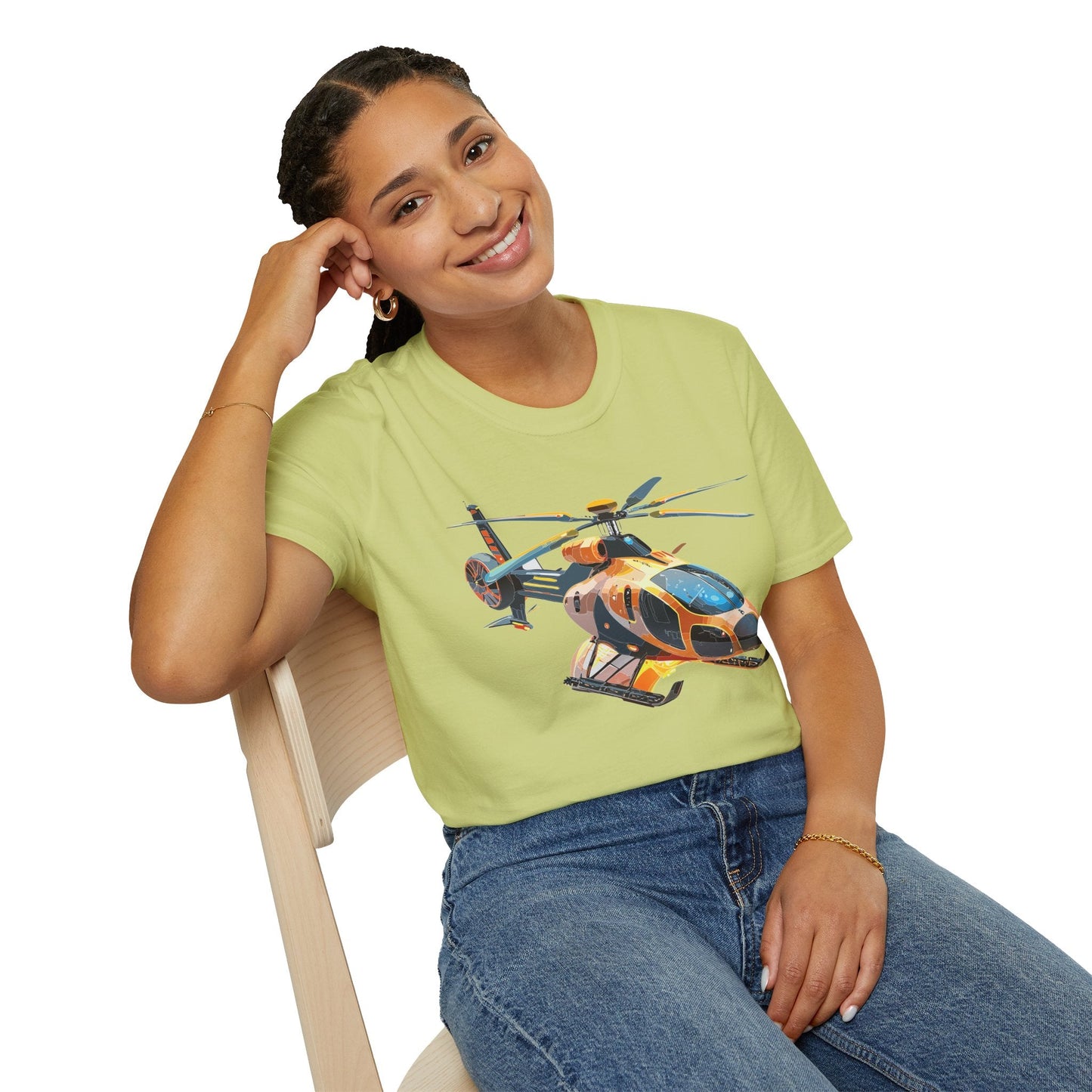 Chopper Helicopter Graphic Unisex Cotton Softstyle Short Sleeve Tee 3