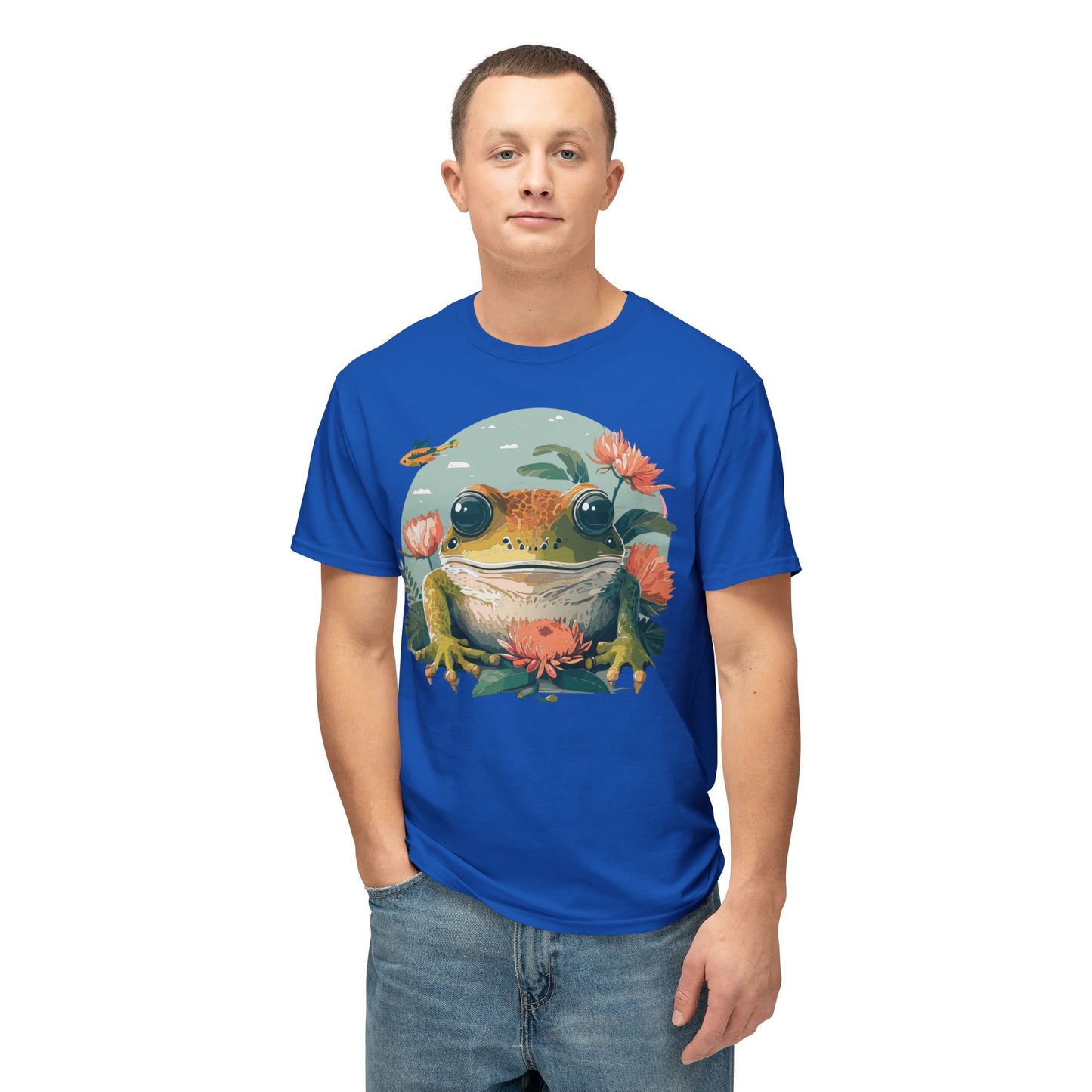 Frog T-Shirt, Vintage Frog Tee, Floral Tees, Frog Art Design Shirt, Tee Shirt with Frog 1