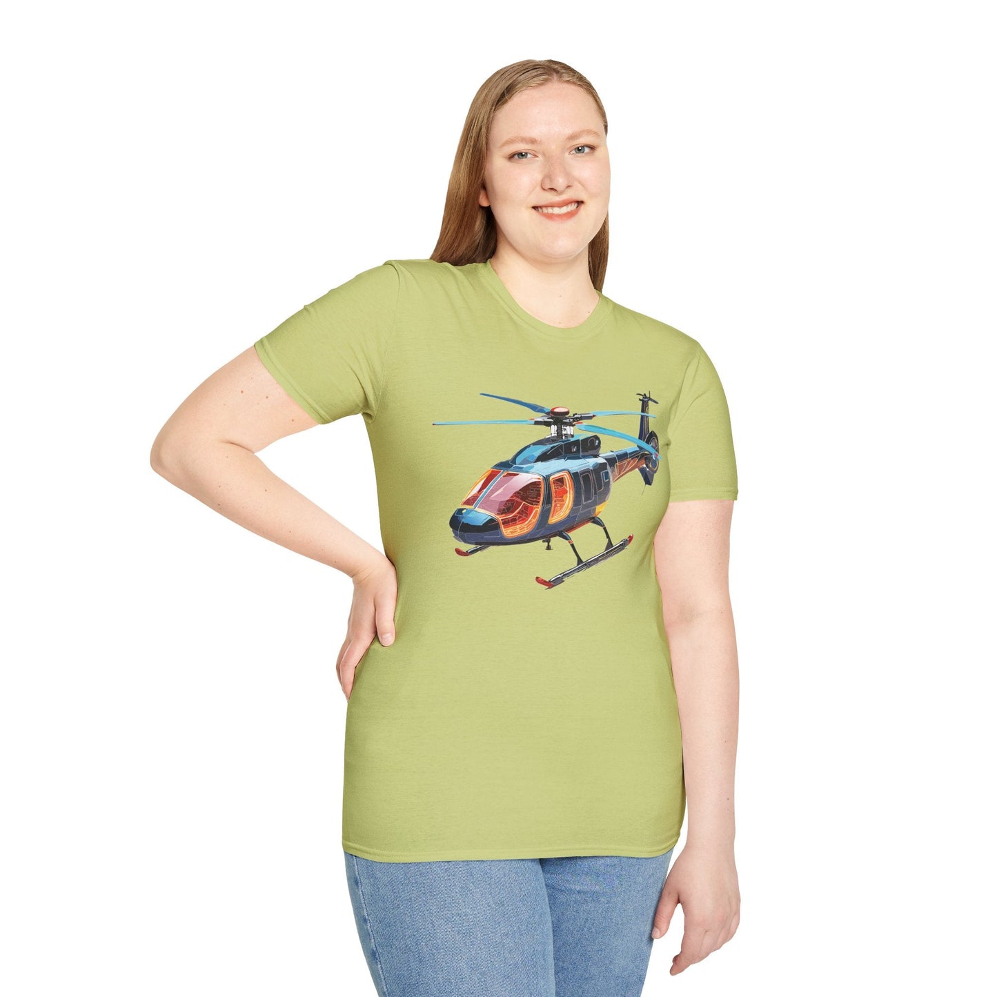 Unisex Helicopter Chopper Shirt Graphic Tee Softstyle 64000 100 Percent Ring Spun Cotton