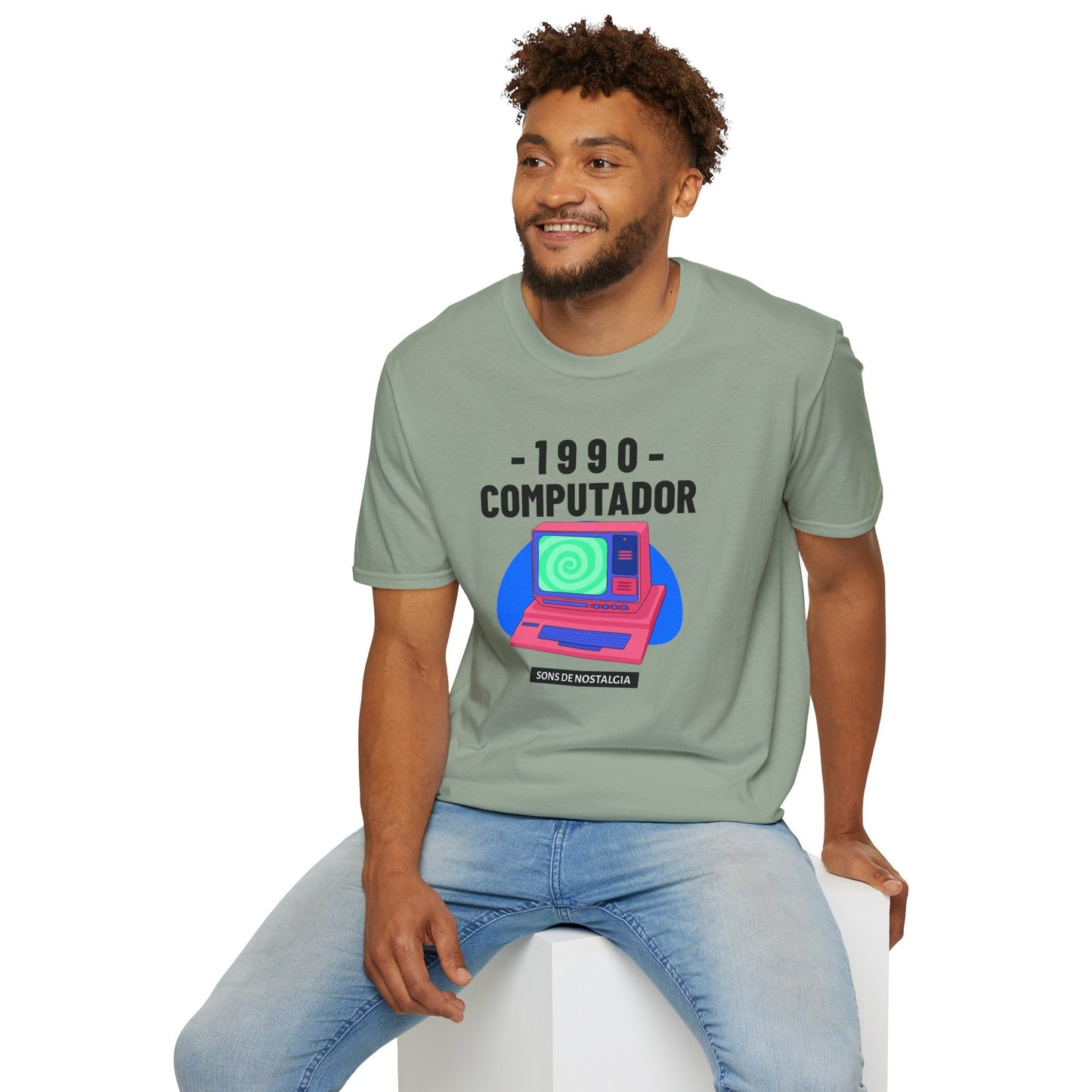 1990 Computador Retro T-Shirt Unisex Cotton Vintage Computer Graphic Tee
