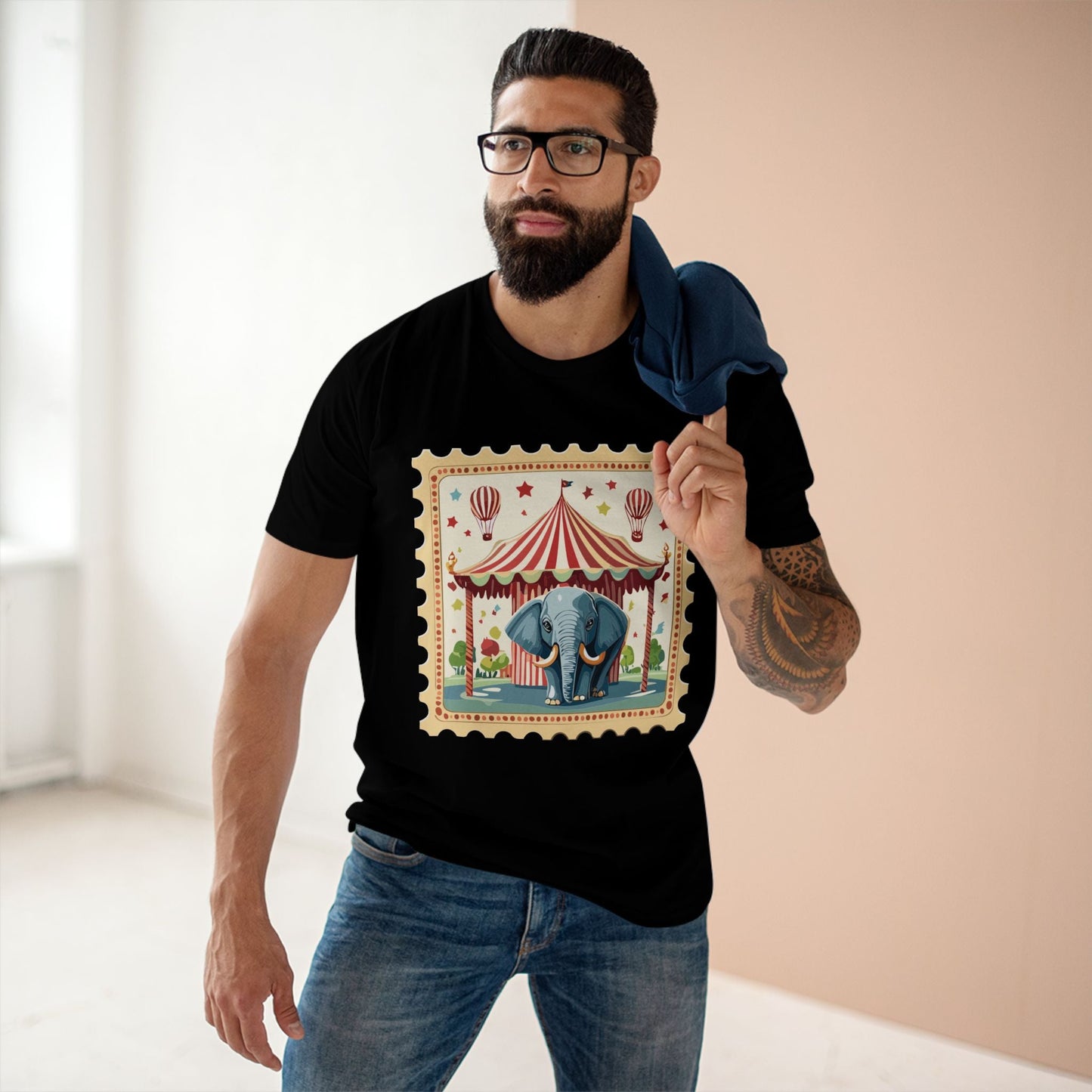 Retro2Nova Stamp Shirt Postage Stamp Art Design Unisex Premium Cotton Tee From Our Art Collection