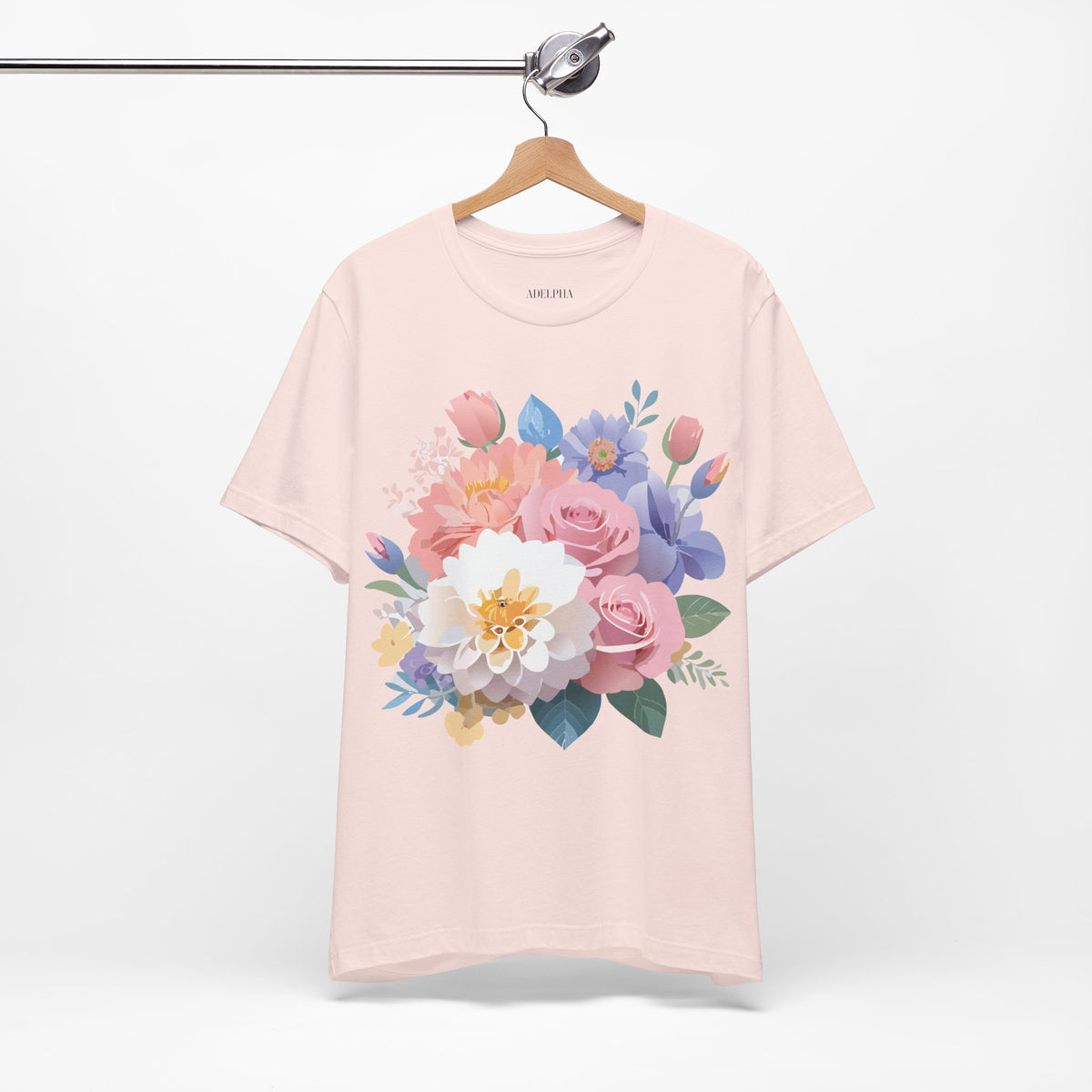 Floral Graphic Unisex Cotton Bella+Canvas Tee with Flowers Art Design n120