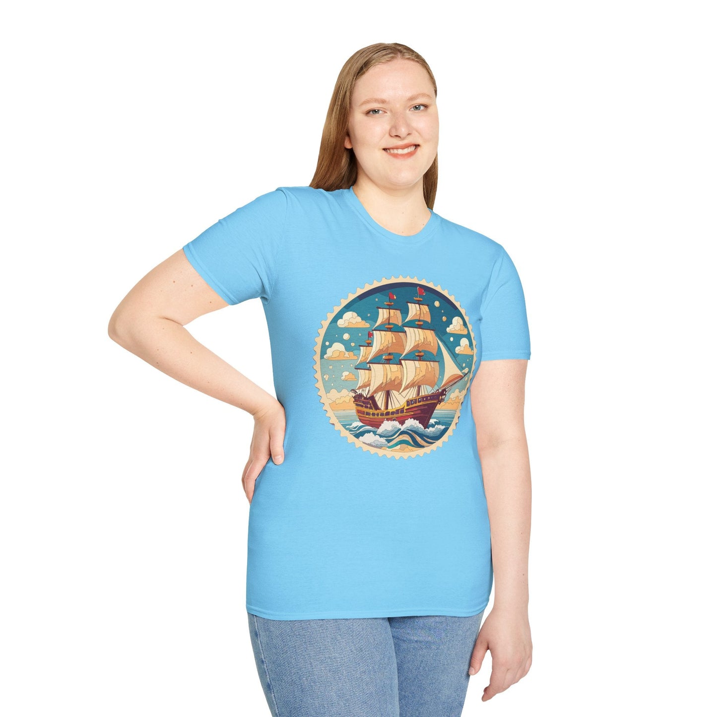 Frigate Ship T Shirt Unisex Short Sleeve 100 Percent Ring Spun Cotton Soft Tee Gildan 64000