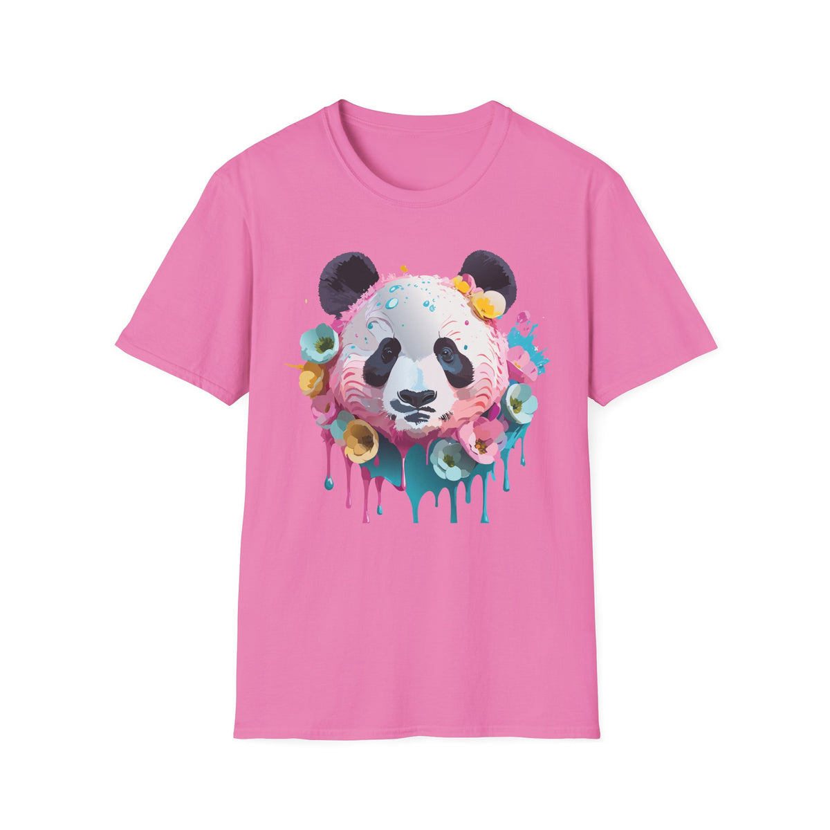 Watercolor Floral Panda T-Shirt | Colorful Drip Panda Tee