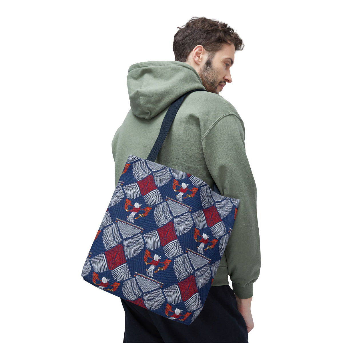 4th of July Graphic Denim Fabric Imitation Print Unisex Canvas Bag Poly Spun 3 Sizes Tote Bag 200-3