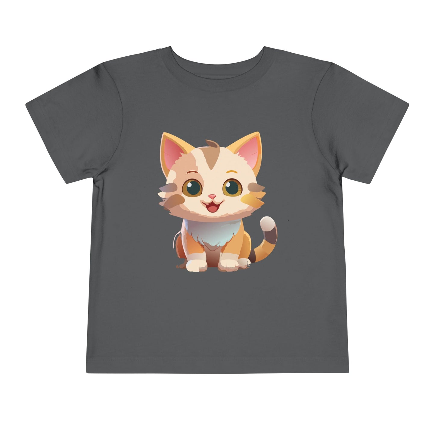 Cute Cat Toddler Short Sleeve Tee - Adorable Kitty Graphic Tee for Kids (2T-5T)