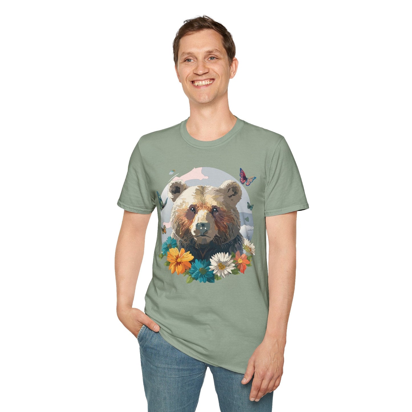 Bear T Shirt Unisex Gildan Softstyle Cotton Tee With Teddy Bear Design Lightweight Comfort
