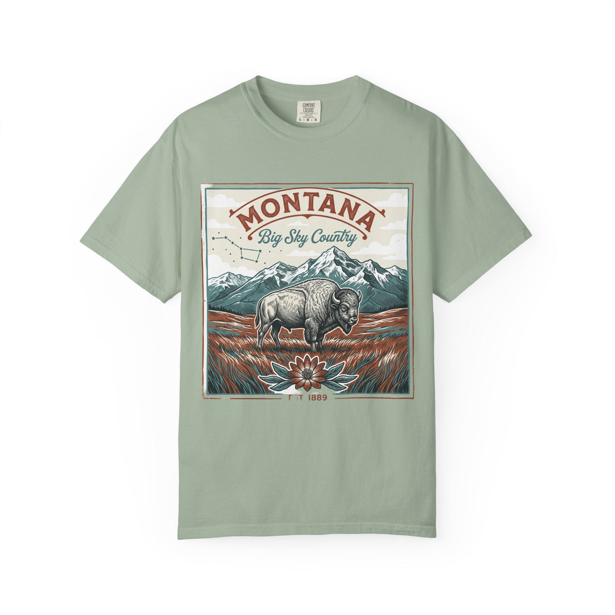 Montana Graphic Unisex Heavyweight Garment-Dyed Travel Tourist Graphic Gift Tee 100 Cotton Comfort Colors T-Shirt