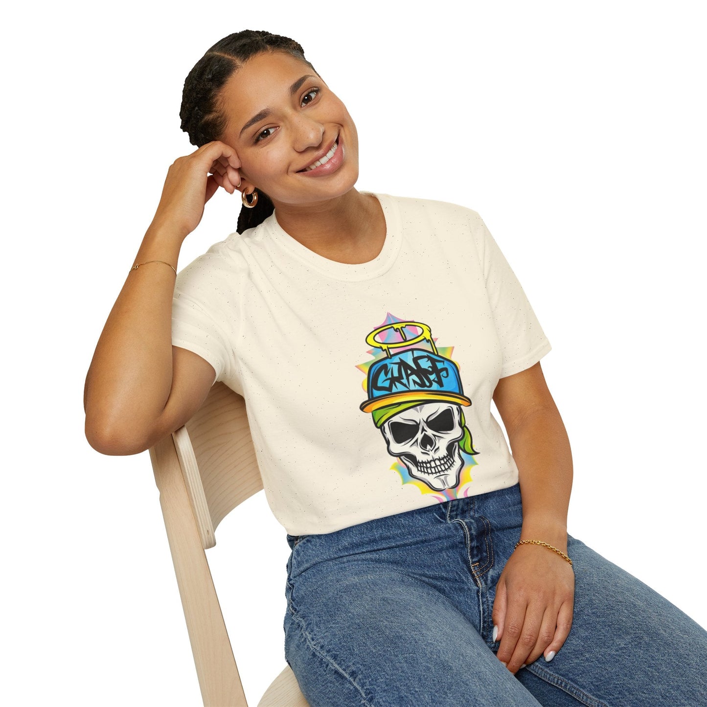 Unisex Skull Graphic Tee Shirt With Skeleton Design Softstyle 64000 100 Percent Ring Spun Cotton