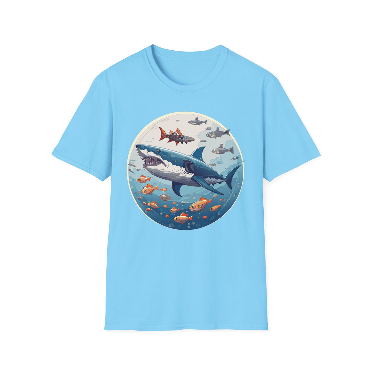 Great White Shark Circle Illustration T-Shirt | Ocean Sealife Sharks