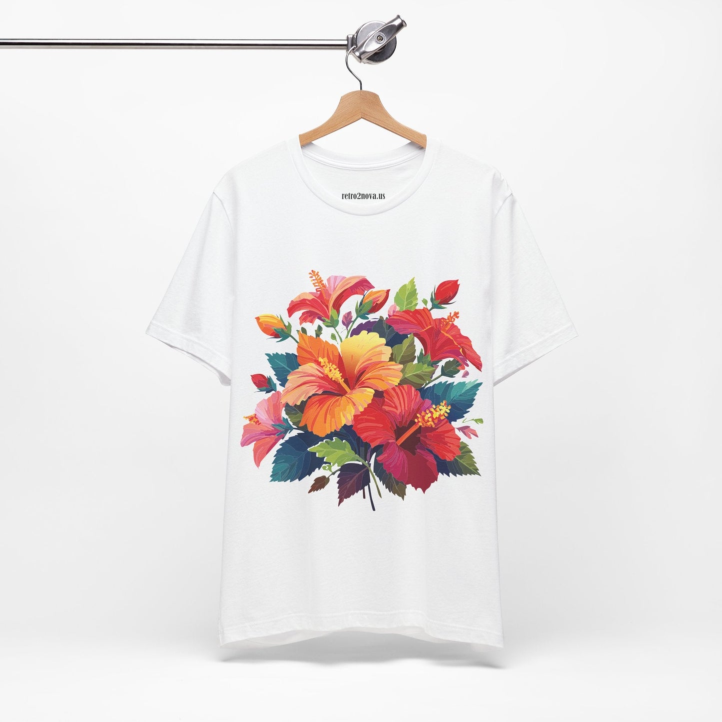 Retro2Nova Floral Shirt Unisex Jersey Short Sleeve Tee From Flowers Collection Bold Vibrant Design