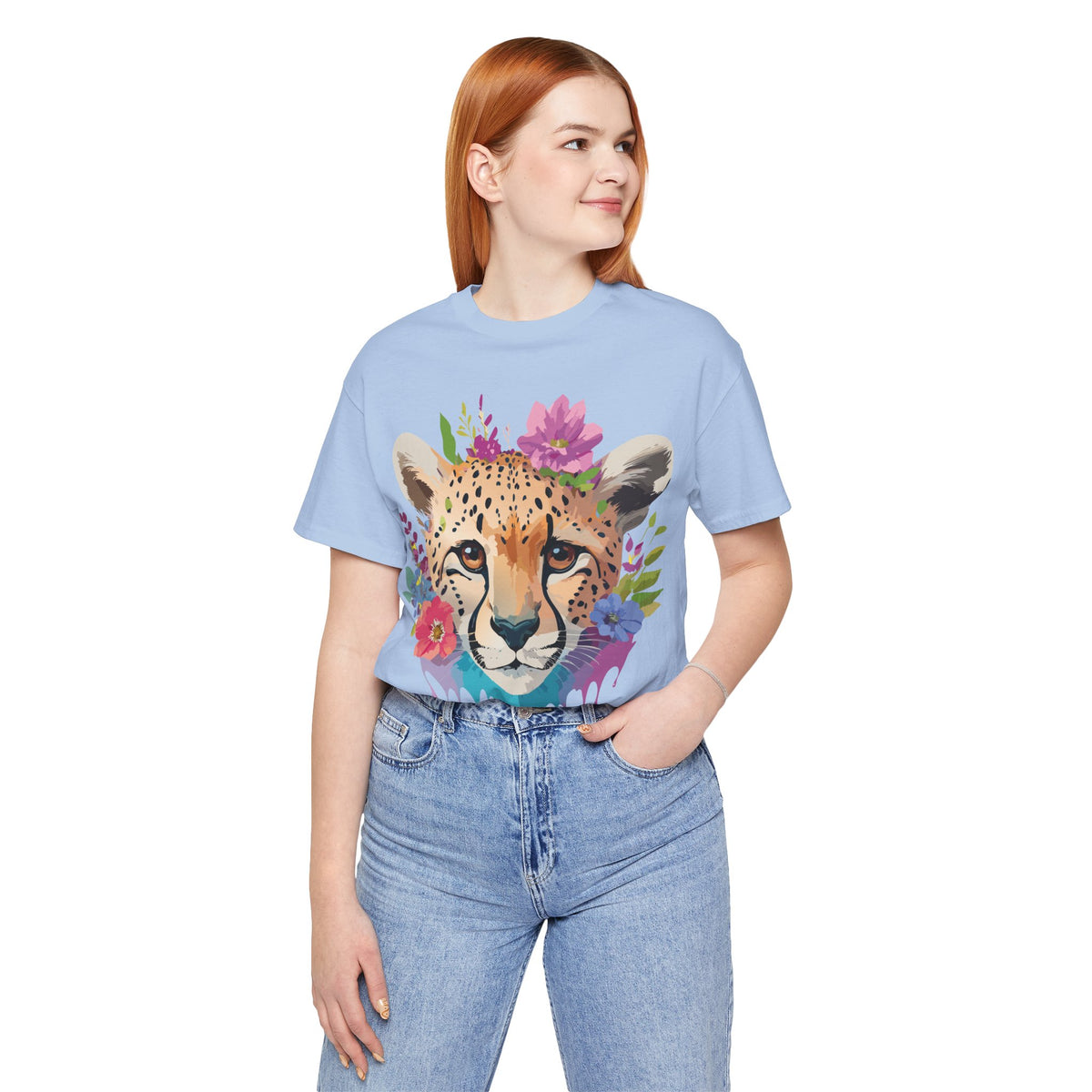 Cheetah Graphic Unisex Cotton Bella+Canvas Tee with Art Animal Design e11