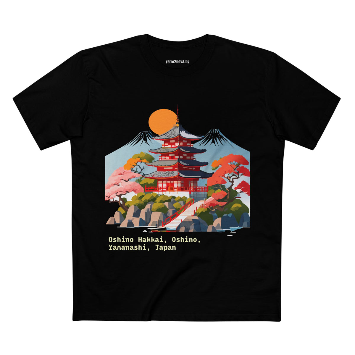Japanese Pagoda Illustration Tee | Oshino Hakkai, Yamanashi, Japan