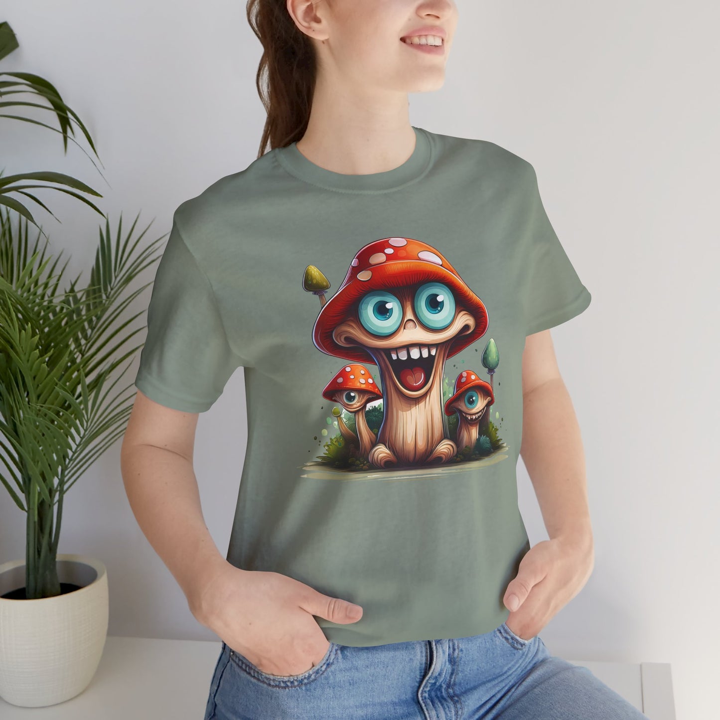 Cute Mushroom Graphic Tee, Fun Cartoon Shirt, Funny Mushroom Shirt, Cute Cartoon Tees, Graphic T-Shirt, Art Design T-Shirt