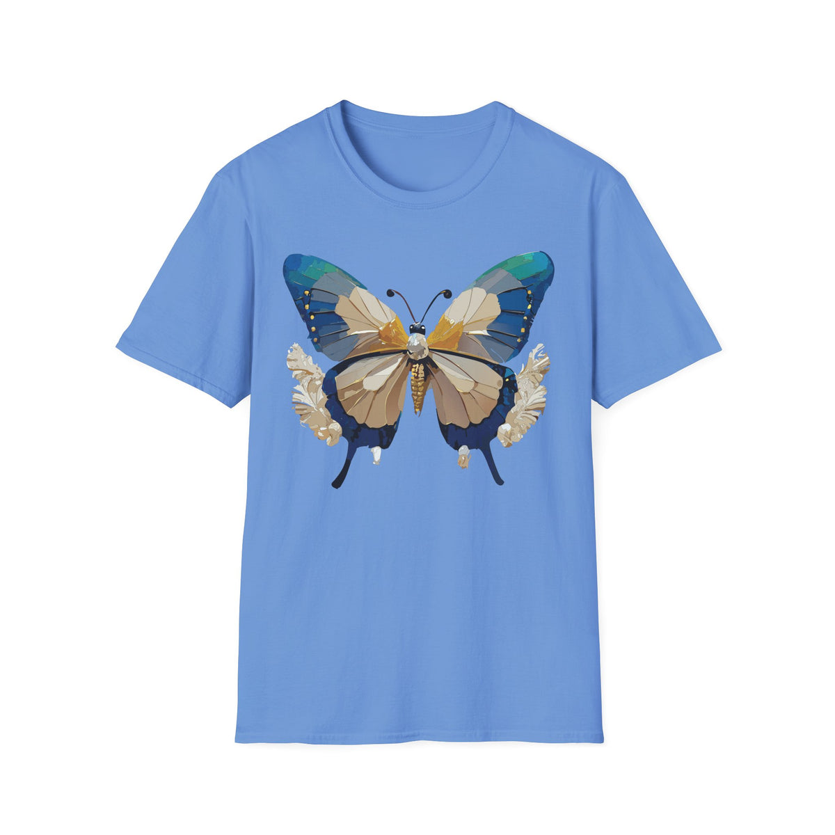 Butterfly Graphic T-Shirt — Earth Tone Floral Wing Design Graphic Tee Unisex 100 Cotton Gildan T-Shirt