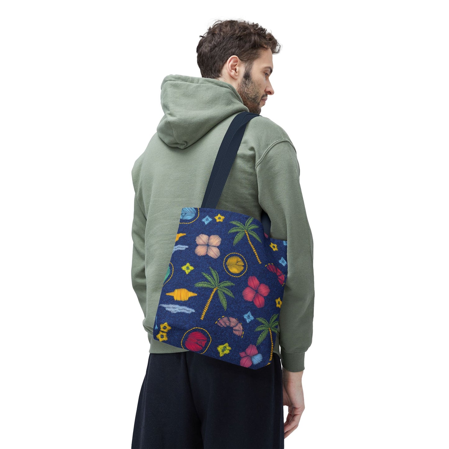 Denim Fabric Imitation Print Unisex Canvas Bag Poly Spun 3 Sizes Tote Bag 182-7