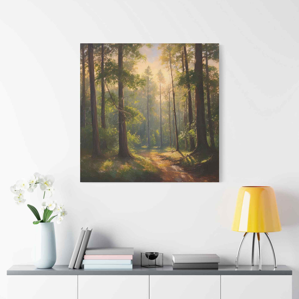 Forest Print Canvas, Trees Oil Paint Print 20x20, 24x24, 30x30, 32x32, 36x36 Art Design Print Pine-Wood Inner Frame MC-70