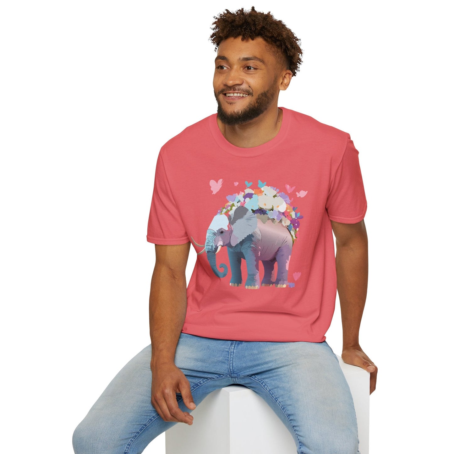 Elephant Graphic T Shirt Unisex Cotton Softstyle Tee Gildan 64000 Elephant Design For Animal Lovers