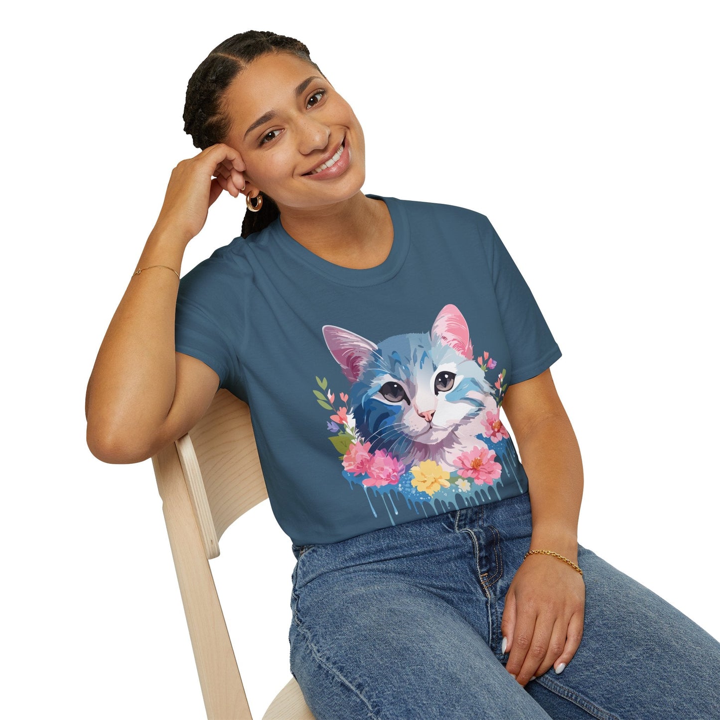 Cat Shirt Unisex Cat Tee Kitten Print Gildan Softstyle 64000