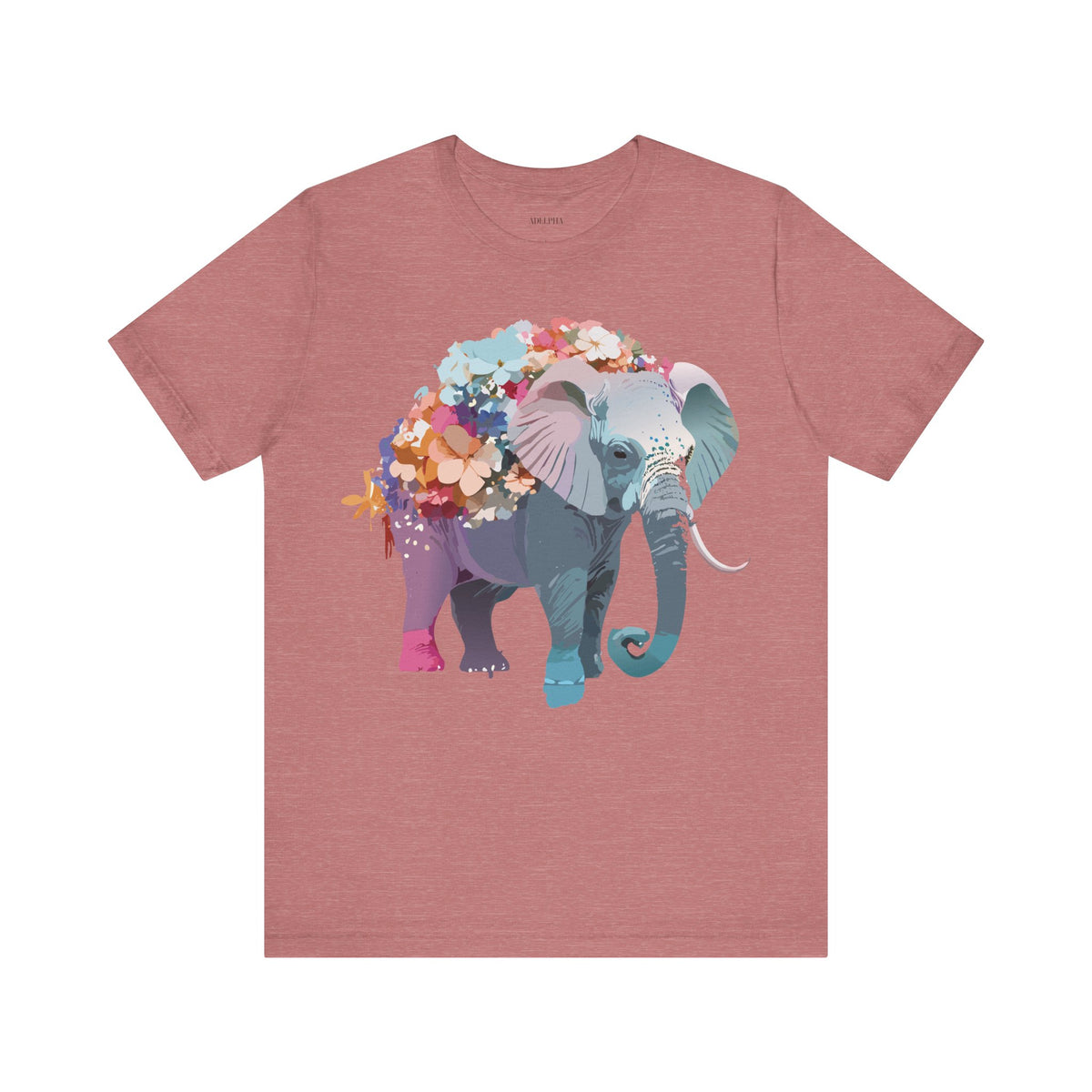 Elephant Graphic Unisex Cotton Bella+Canvas Tee with Art Animal Design e134