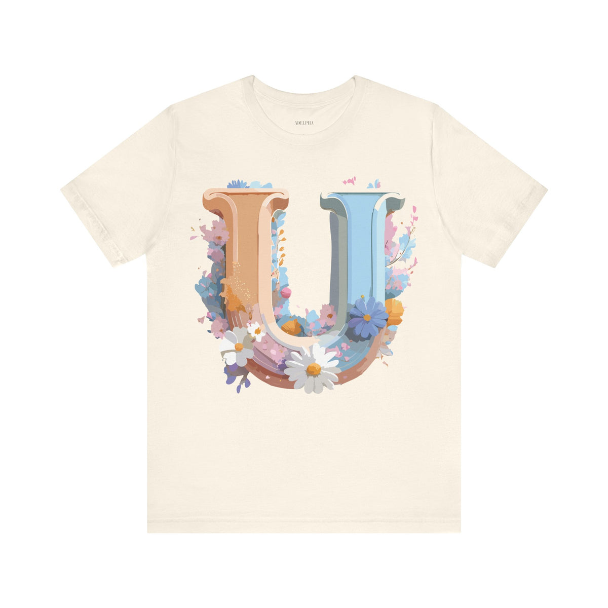 Letter U Graphic Unisex Cotton Bella+Canvas Tee with Art Letter Design