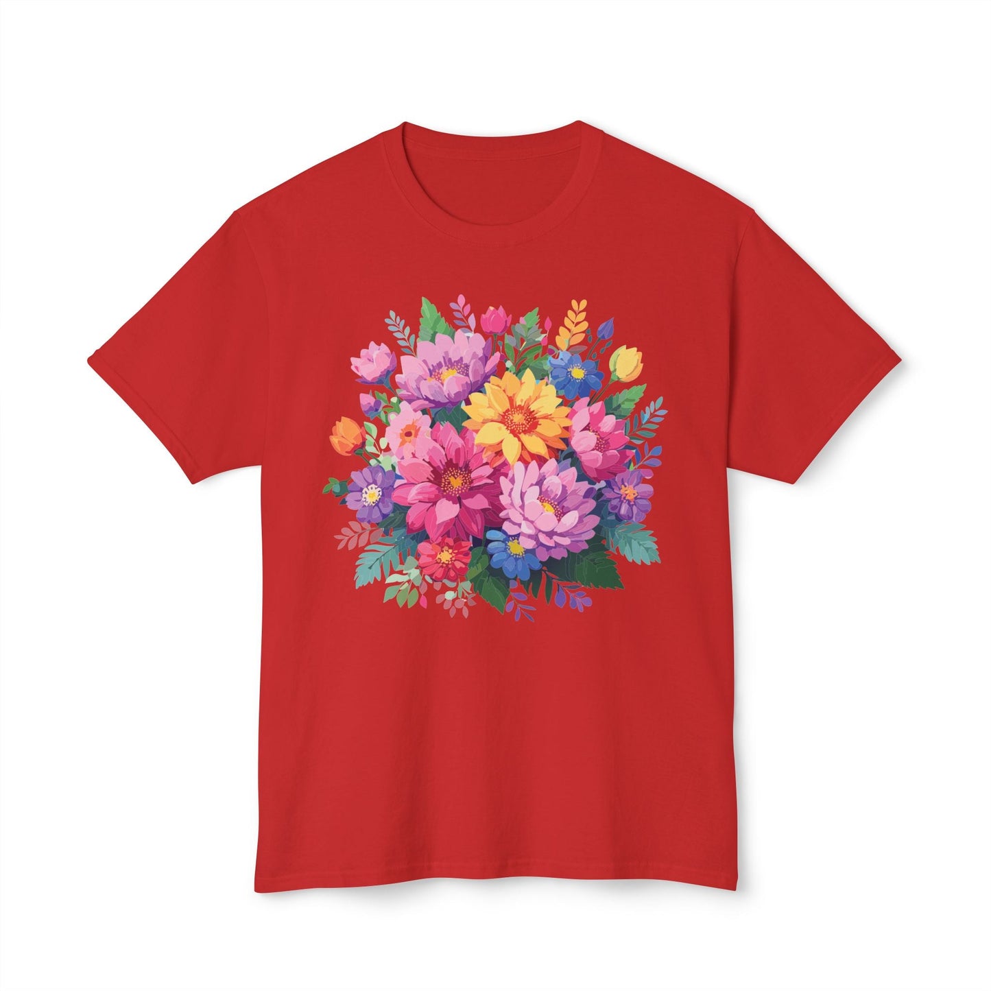 Unisex Floral T Shirt With Full Color Art Print Made In USA 100 Percent Cotton Breathable