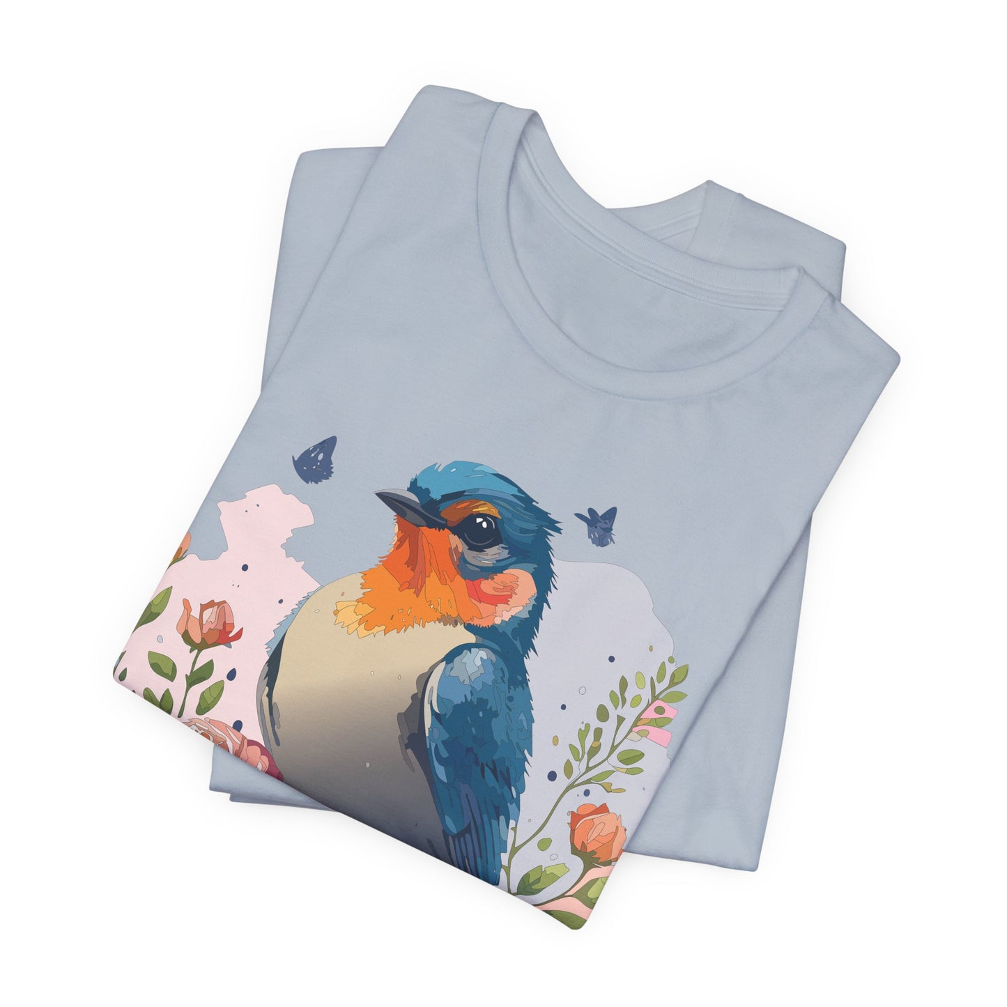 Floral Bird Tee, Animal Shirt, Bird Shirt, Floral Tee, Flower T-shirt, T-Shirt with Animal