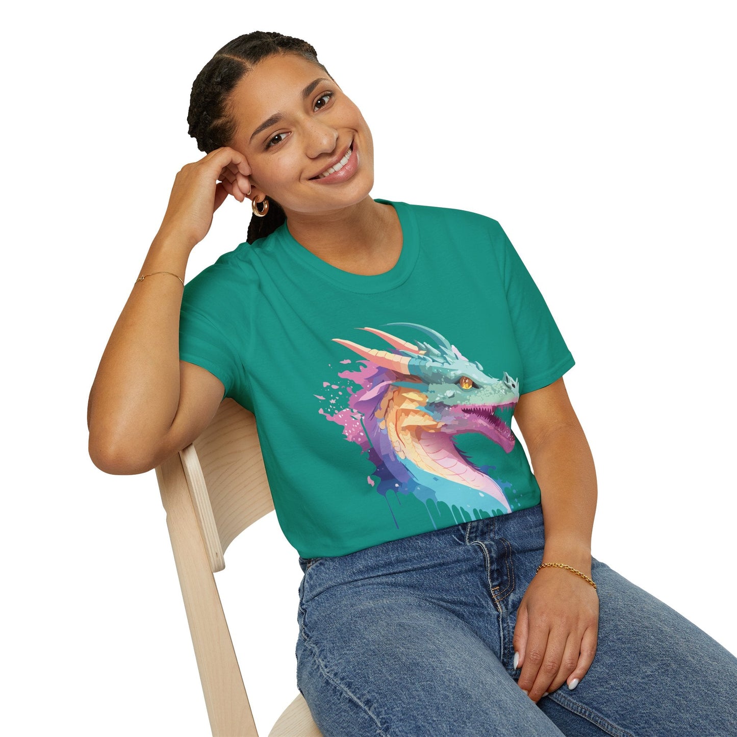 Dragon Graphic Tee Unisex Short Sleeve Dragon Shirt With Animal Design Gildan SoftStyle 64000