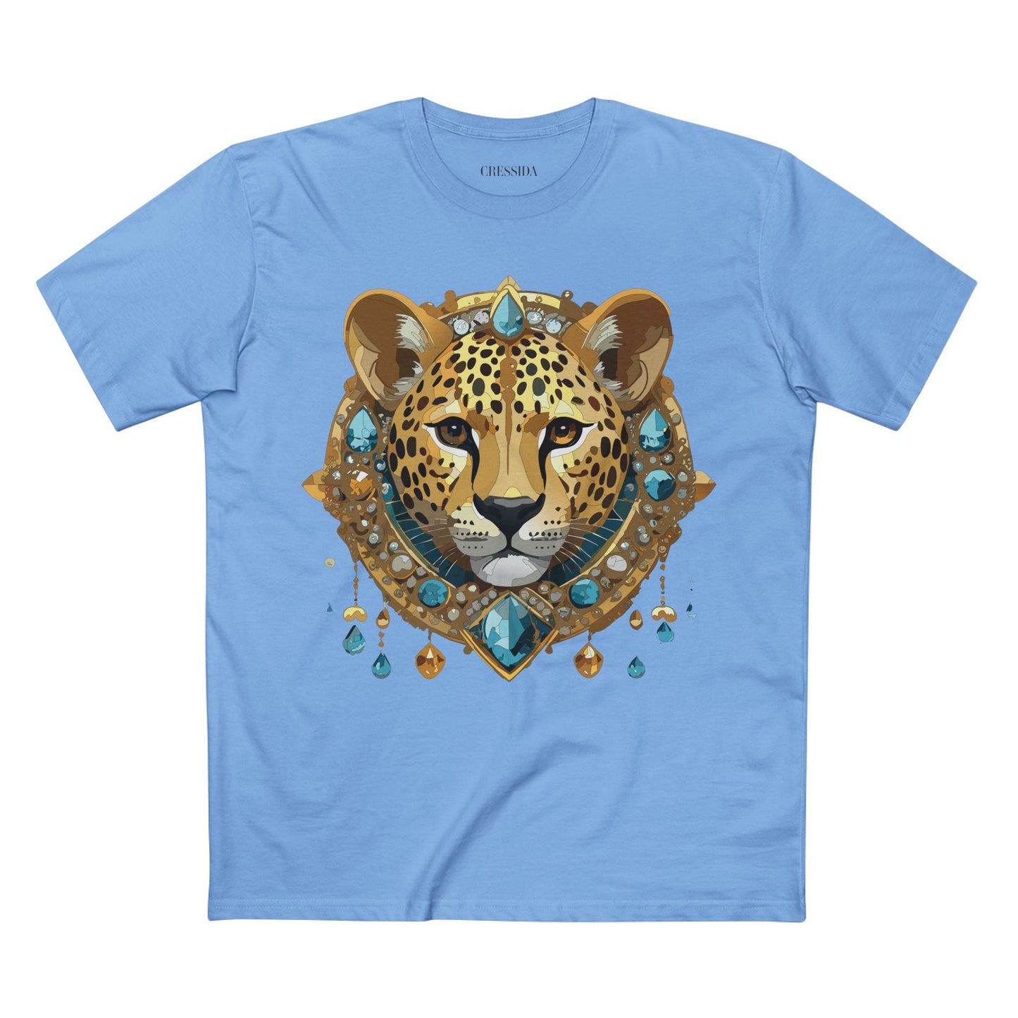 Cheetah Graphic Unisex 100 Cotton Tee With Unique Animal Golden Medallion Art Design 44