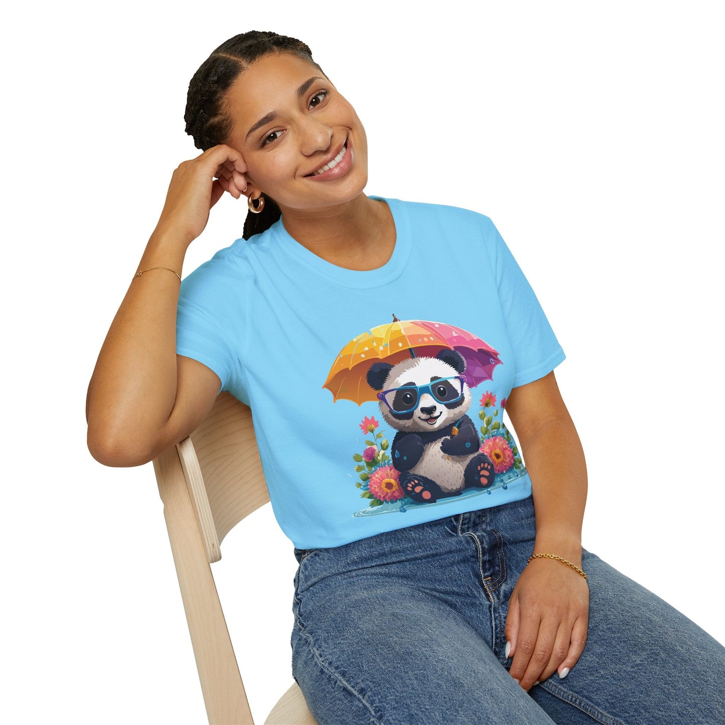 Unisex Panda Shirt Softstyle Tee 100 Percent Ring Spun Cotton Comfortable Animal Tee