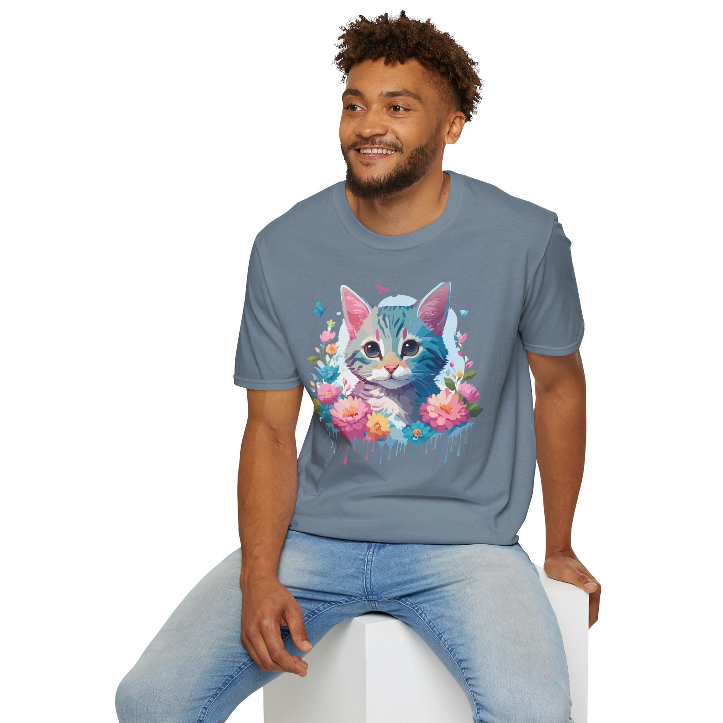 Cat Shirt Unisex Tee Kitten Cat Tee Softstyle 100 Percent Cotton Gildan 64000