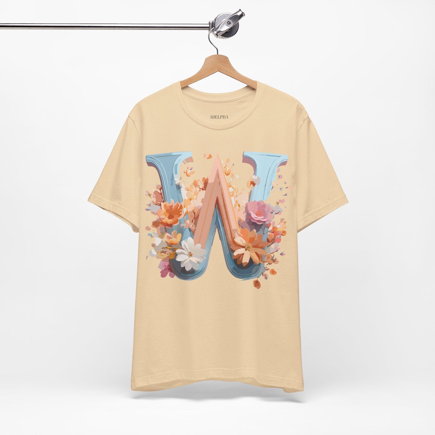 Letter W Shirt Unisex Graphic Tee Vintage Inspired Adelpha Art Design Short Sleeve