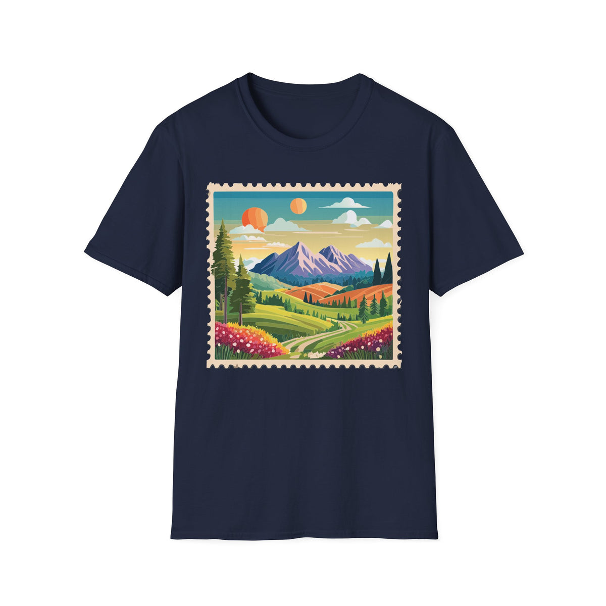 Vintage Mountain Landscape T-Shirt | Sunset Scenic Nature Print