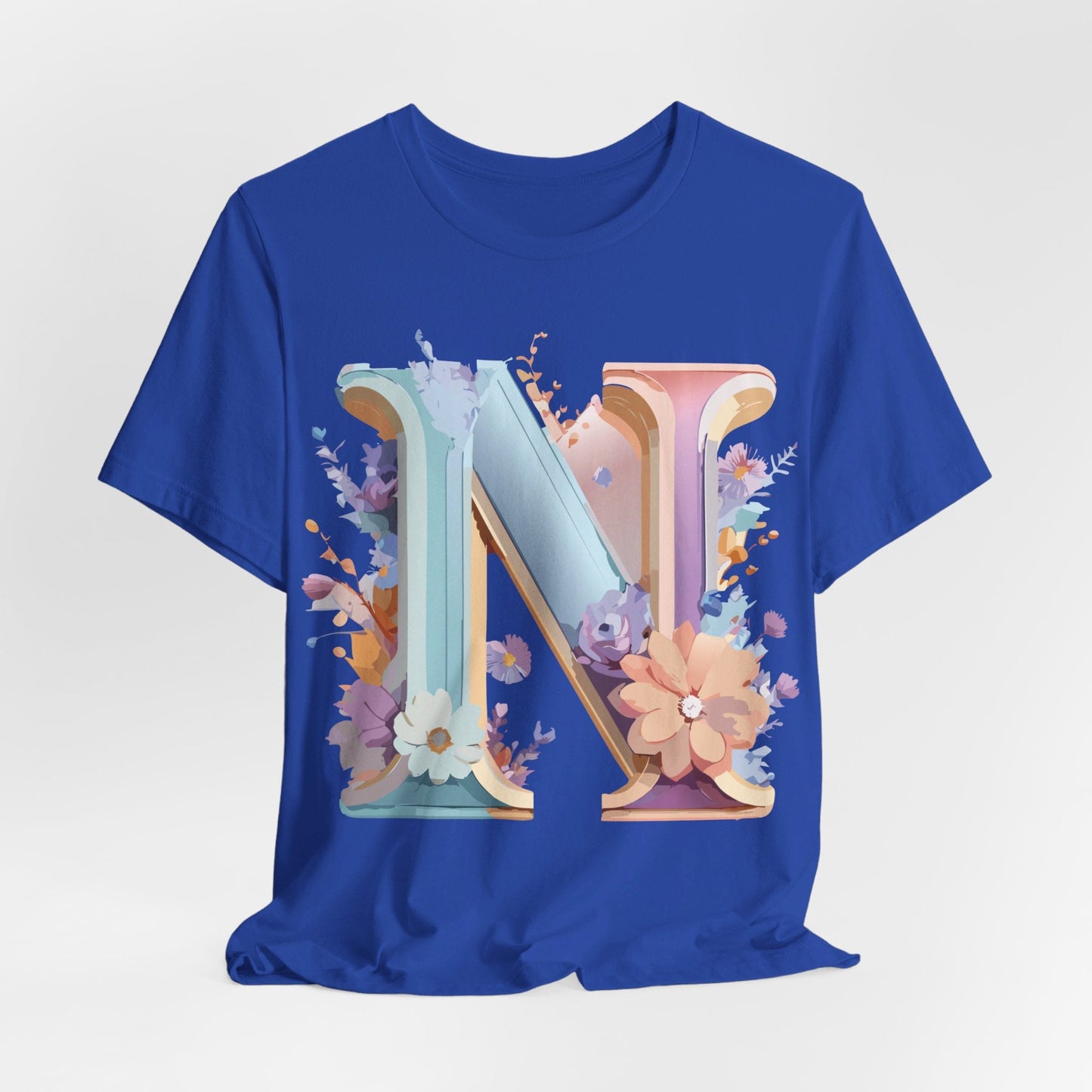 Letter N Shirt Graphic Tee Unisex Vintage Inspired Art Adelpha Design Short Sleeve