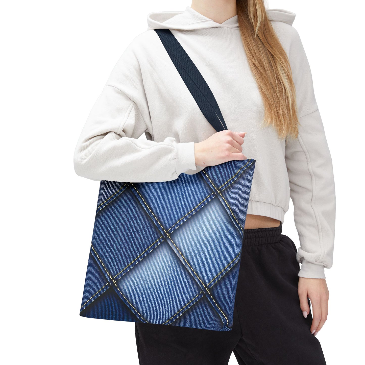 Denim Fabric Imitation Print Unisex Canvas Bag Poly Spun 3 Sizes Tote Bag 101