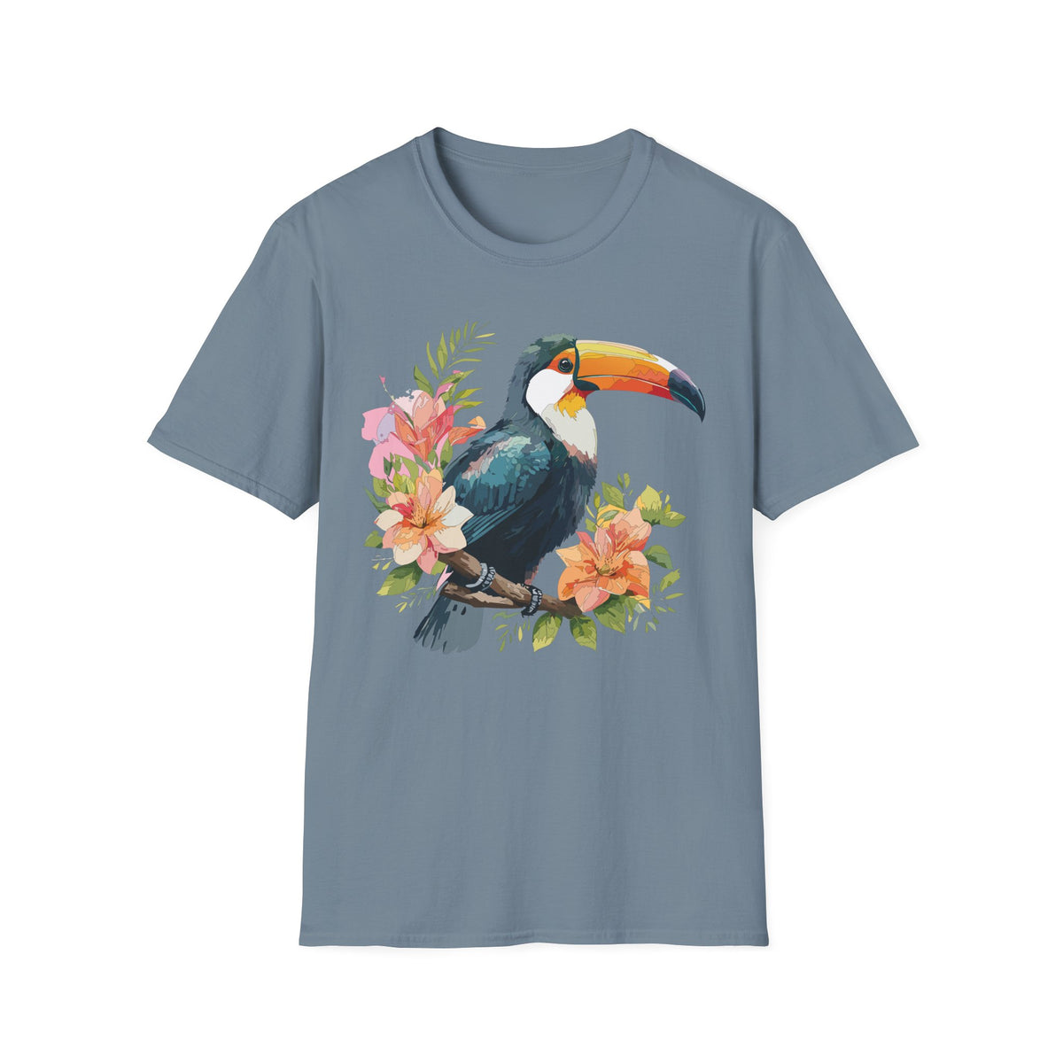 Tropical Toucan Illustration T-Shirt | Floral Bird Graphic