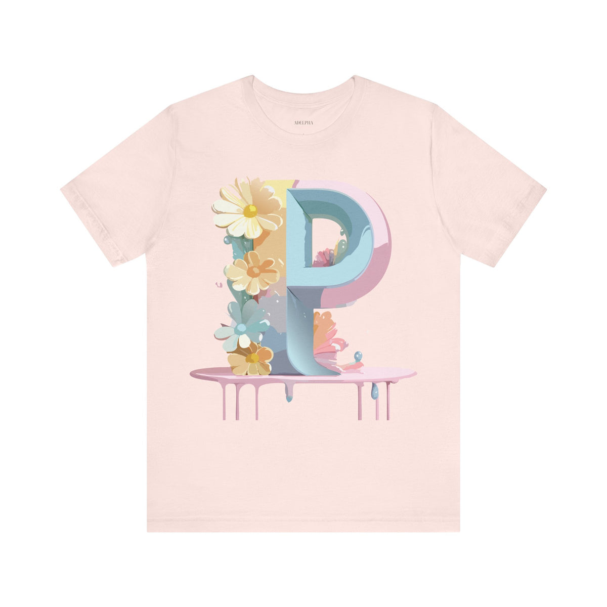 Letter P Graphic Unisex Cotton Bella+Canvas Tee with Art Letter Design