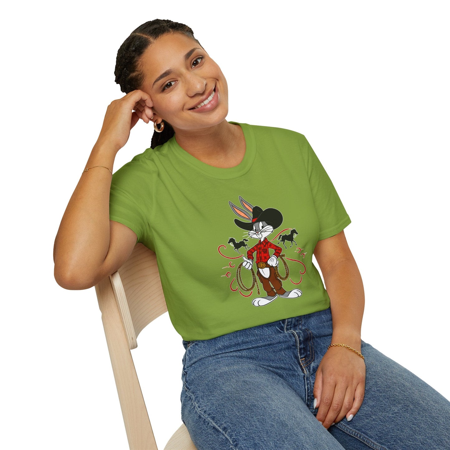 Bugs Bunny Unisex T Shirt Cartoon Design Graphic Tee Gildan Softstyle 64000 Artwork