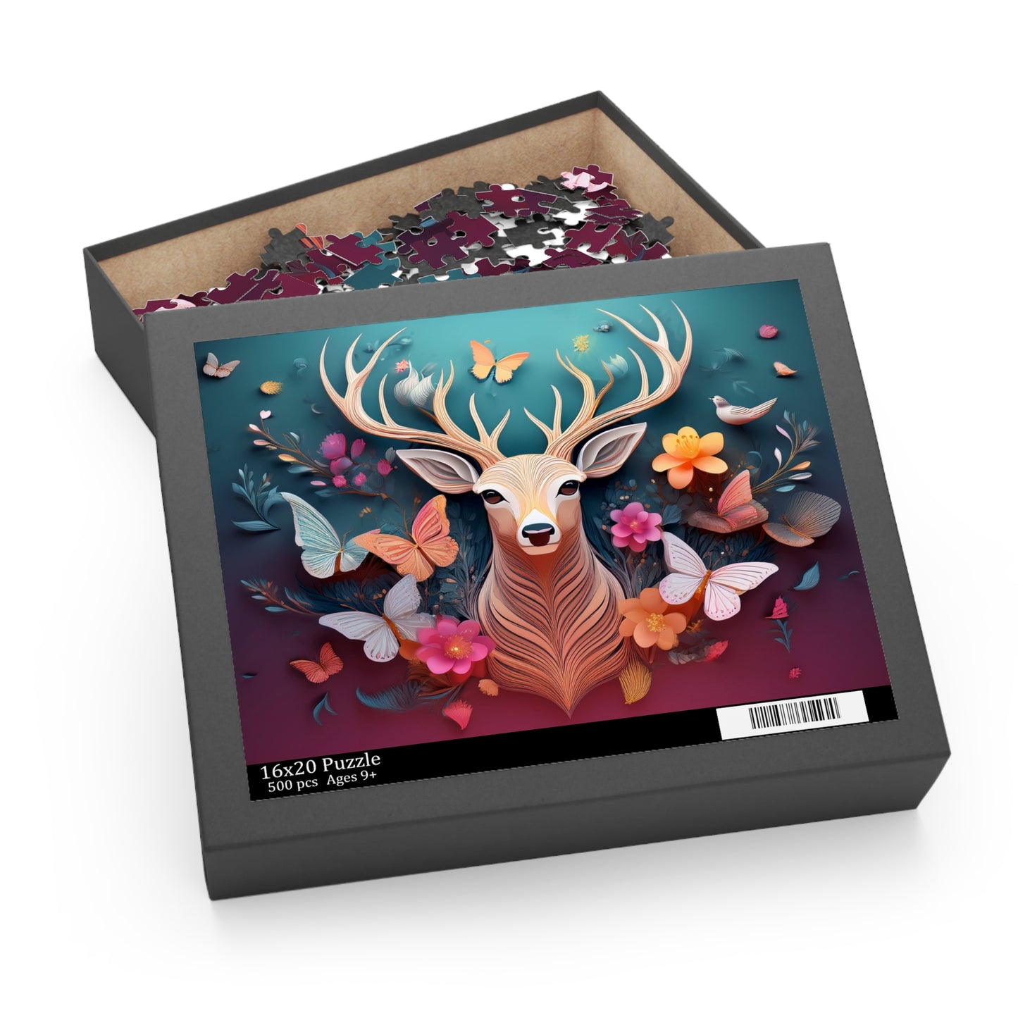 Puzzles-49 Kids Deer Puzzle 500-Piece | Floral Deer Puzzle 500-Piece, Animals Kids Puzzles Size: 16" x 20",  Ages 9+