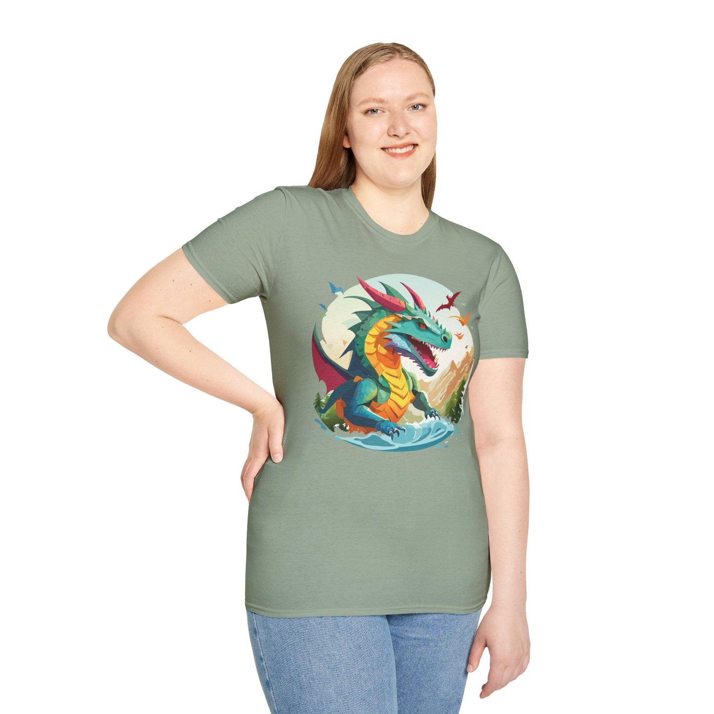 Dragon T Shirt Unisex Animal Tee Softstyle 64000 Premium 100 Percent Ring Spun Cotton