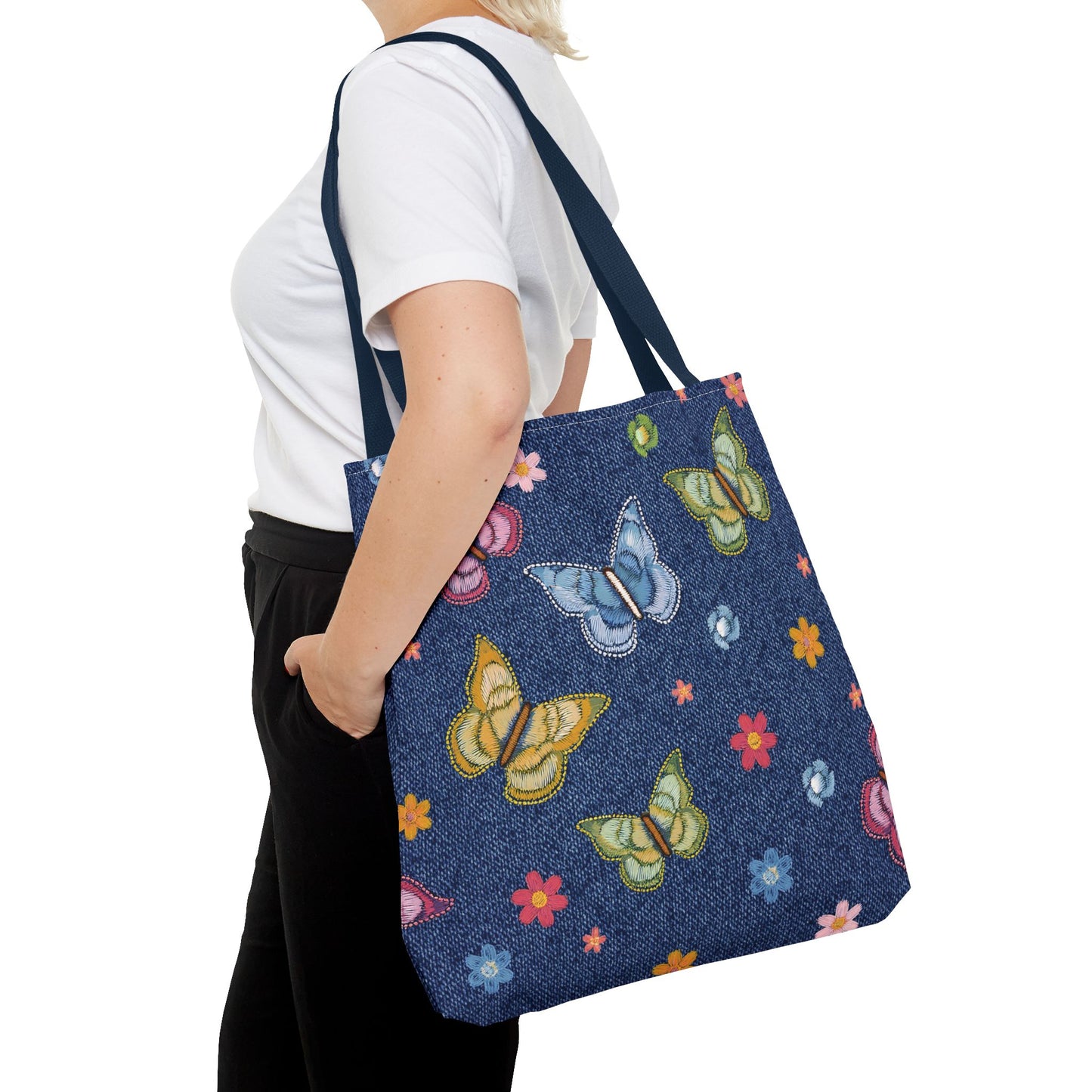 Denim Fabric Imitation Print Unisex Canvas Bag Poly Spun 3 Sizes Tote Bag 166