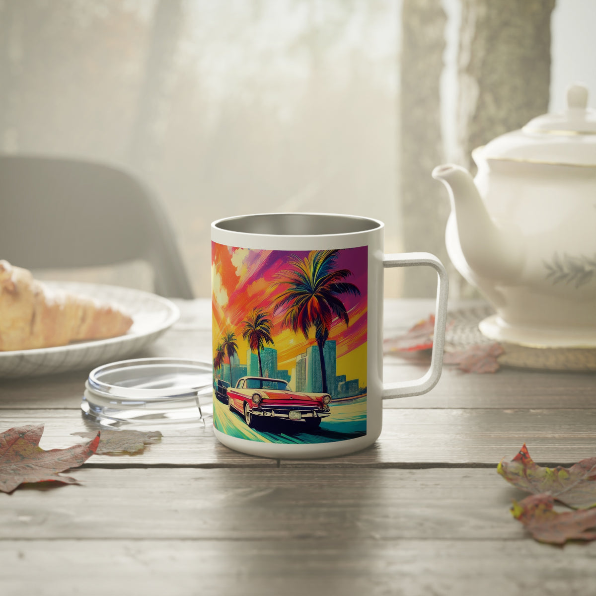 33 Art Design Insulated Coffee Mug Clear Lid 10oz Insulated Coffee Mug 10oz