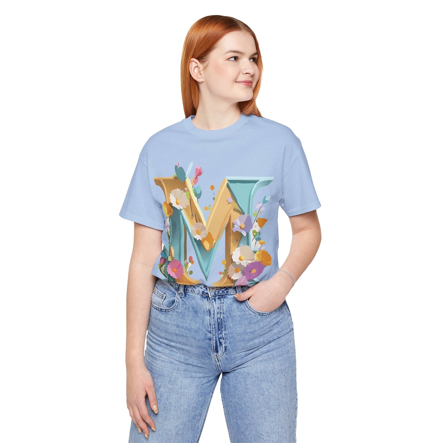 Letter M Shirt Unisex Graphic Tee Vintage Inspired Artwork Adelpha Jersey Short Sleeve